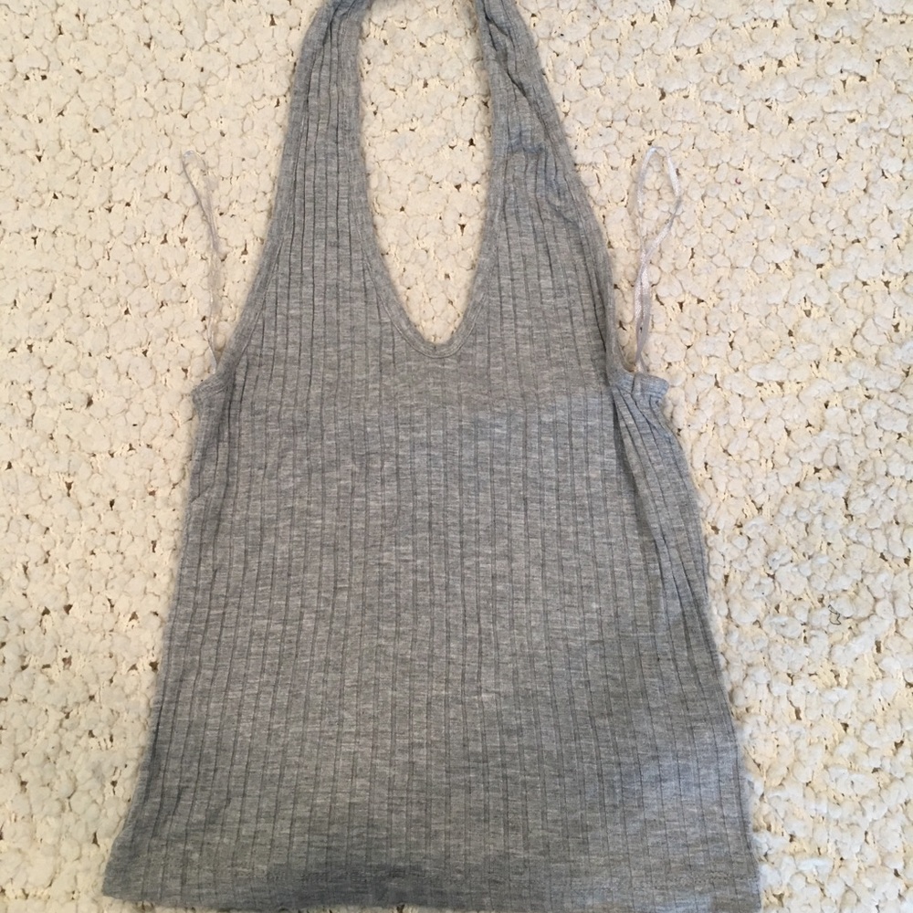 Grey cropped halter top